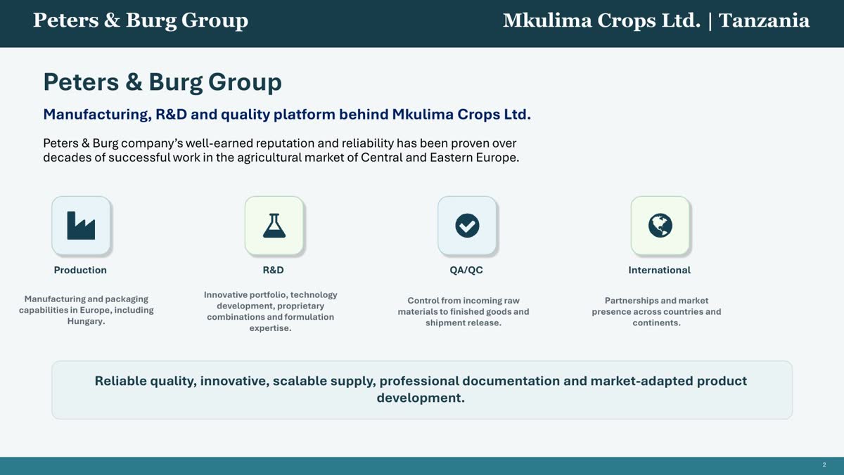 Presentation page 3: manufacturing, research and quality platform