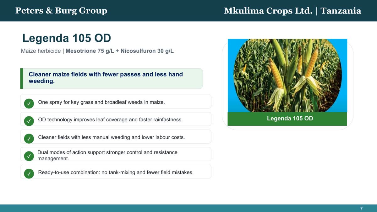 Presentation page 8: Legenda 105 OD benefits